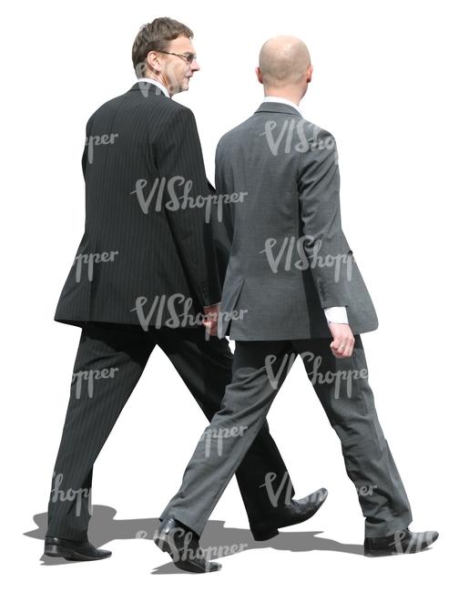two businessmen walking and talking