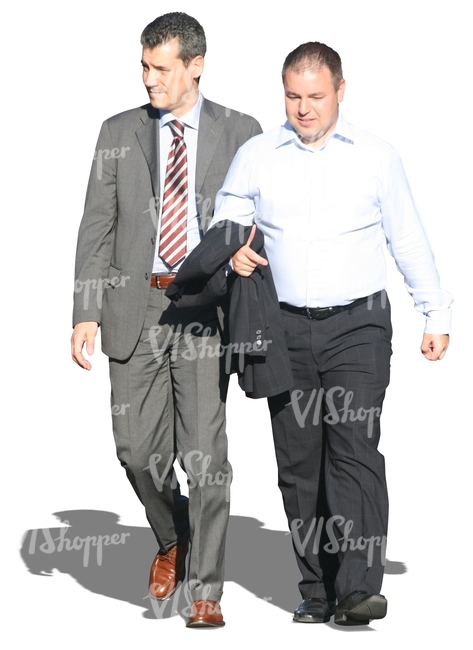 two cut out businessmen walking