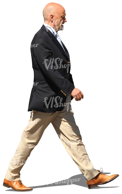 cut out elderly businessman walking