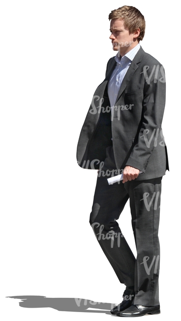 cut out young businessman walking