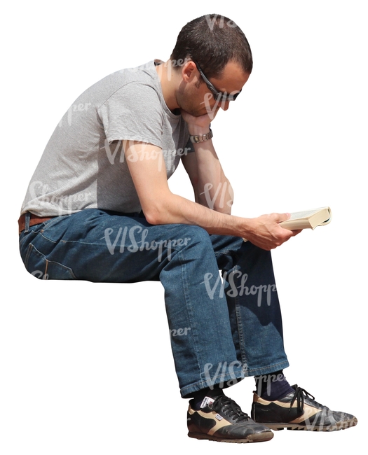 cut out man sitting and reading a book