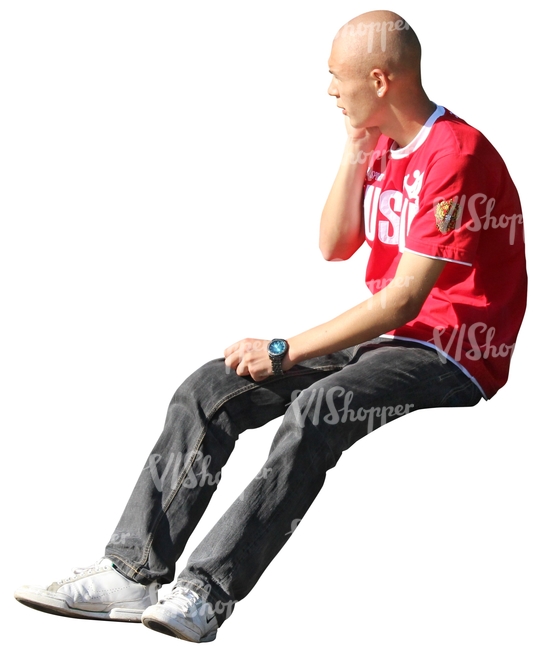 cut out young man sitting