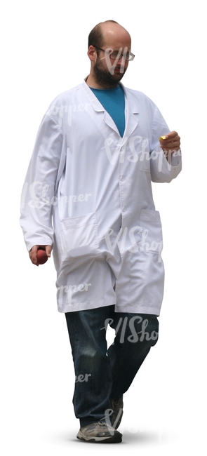 cut out doctor walking and looking at his notes