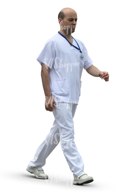 cut out male doctor walking