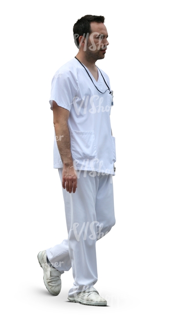 cut out male hospital worker walking