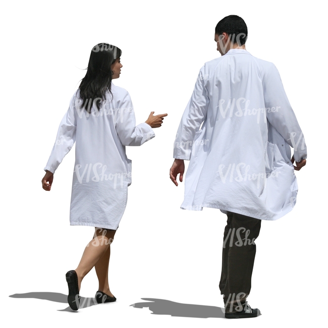 two cut out doctors walking