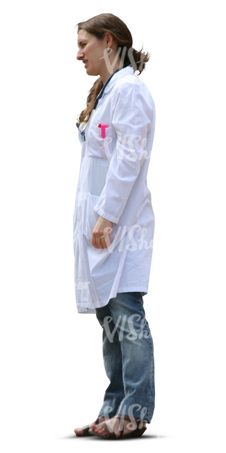 cut out female medical worker standing