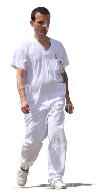 cut out male medical worker walking