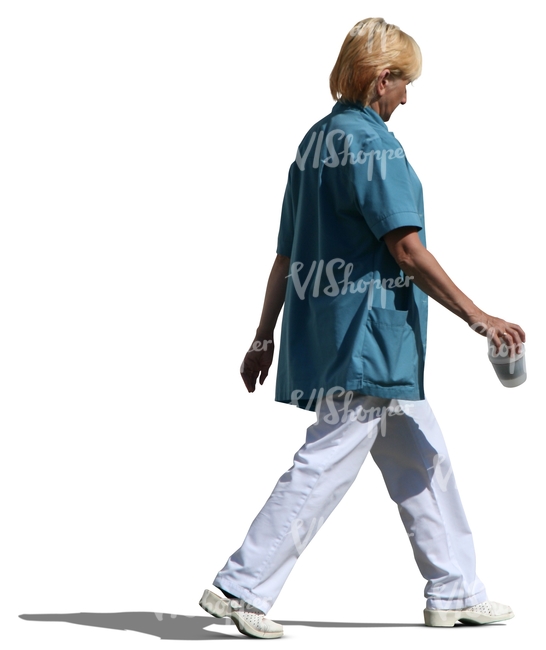 cut out female nurse walking