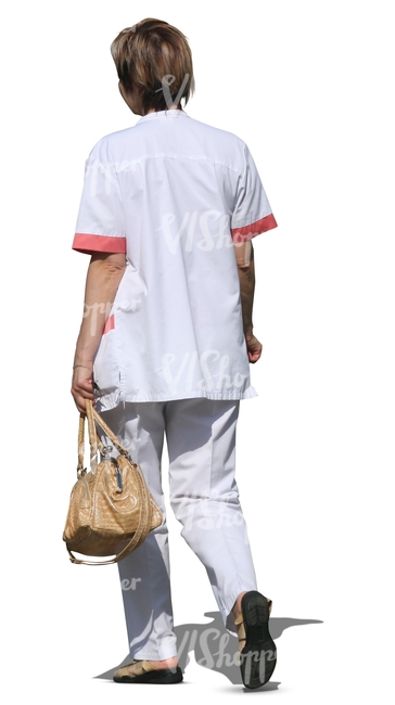 cut out female doctor walking