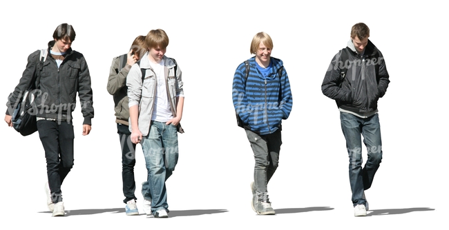 cut out group of teenage boys walking