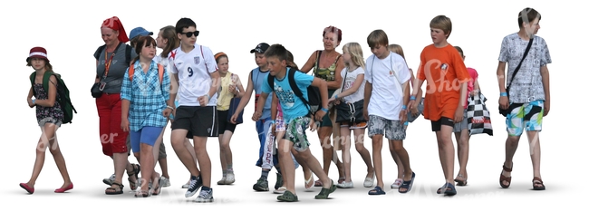 cut out group of children walking