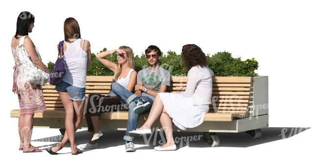 cut out group of people sitting on the bench
