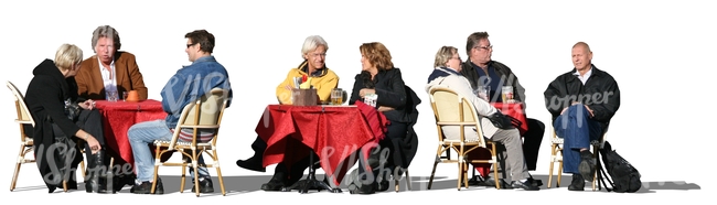 cut out group of people sitting in a street cafe