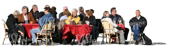 cut out group of people sitting in a cafe