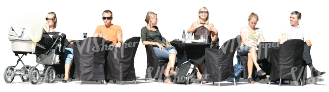 cut out group of people sitting in a cafe