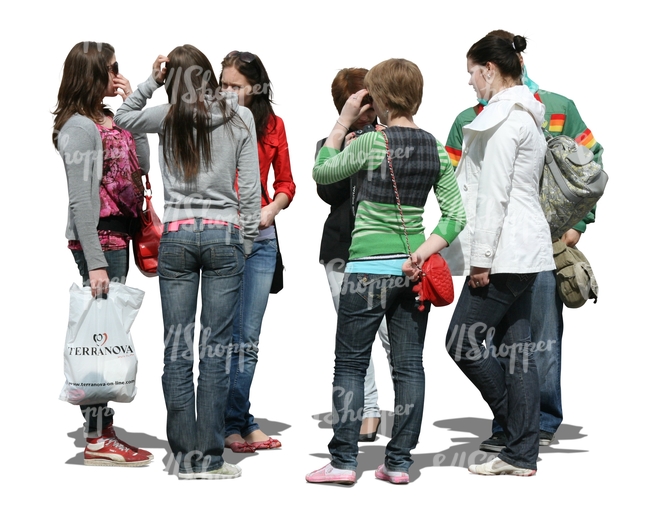 cut out group of teenage girls standing in a circle