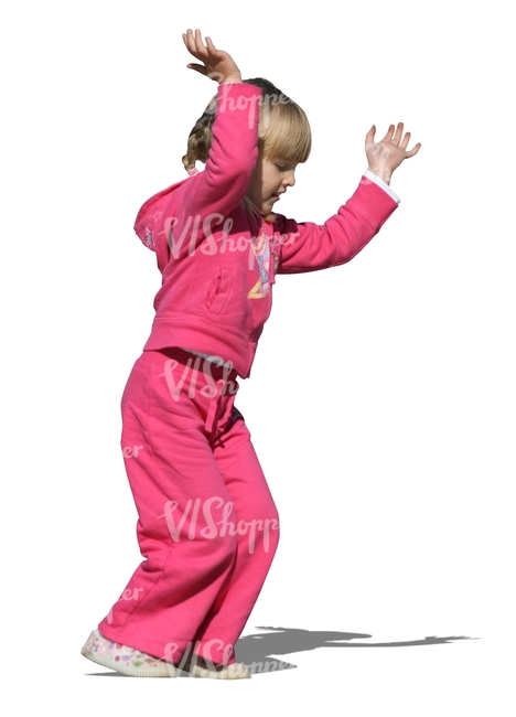 cut out girl in a pink costume jumping