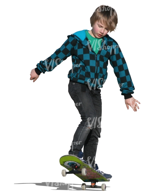 cut out boy riding a skateboard