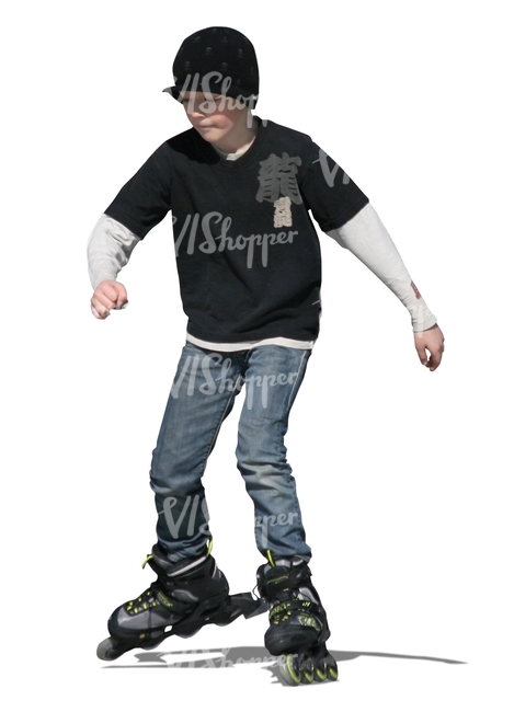 cut out boy roller skating