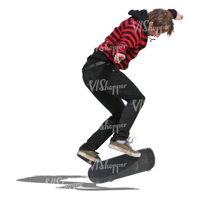 teenager doing a stunt on the skateboard