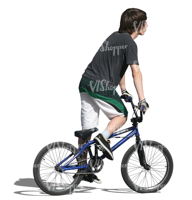 cut out teenager riding a bmx bike