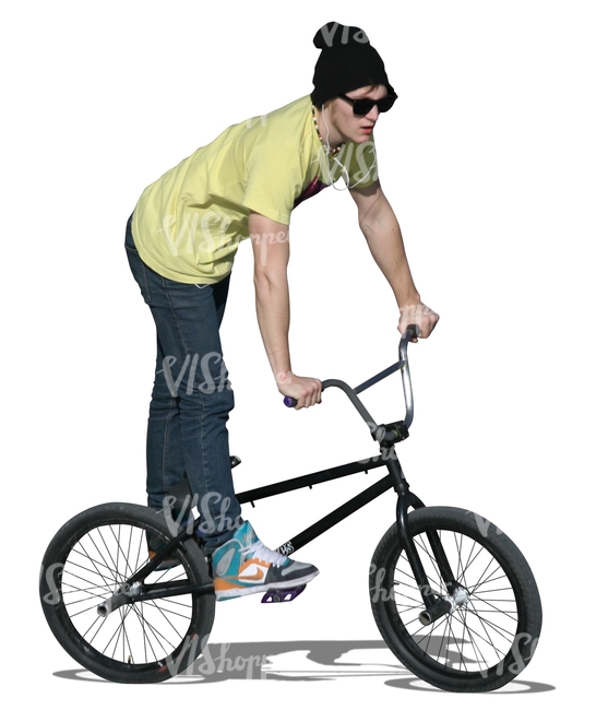cut out teenager riding a bmx bike