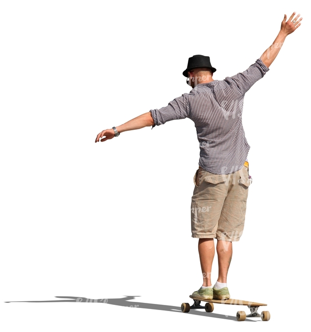 cut out man riding a skateboard