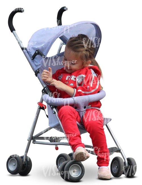 cut out girl sitting in a stroller