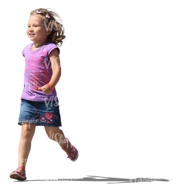 cut out smiling girl running