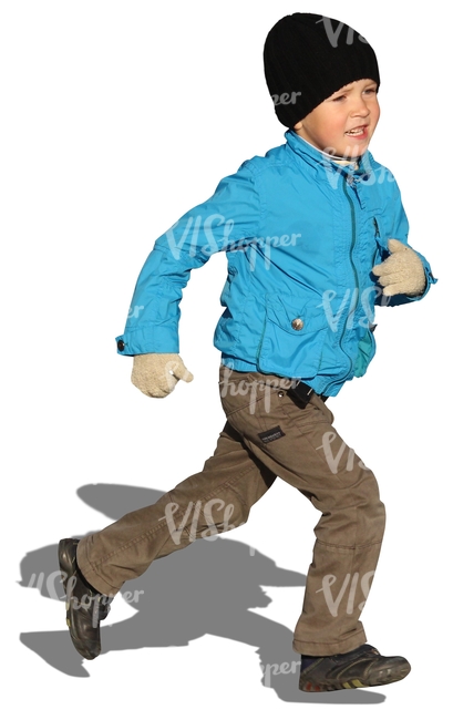 cut out boy running in autumn