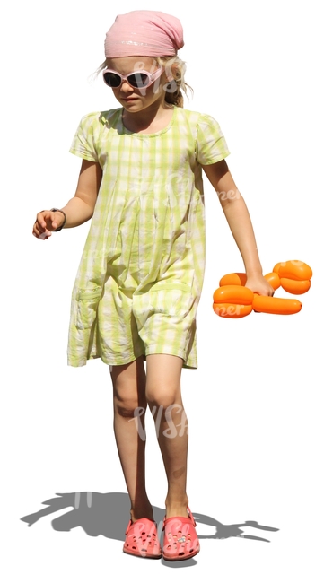 cut out girl in a summer dress walking