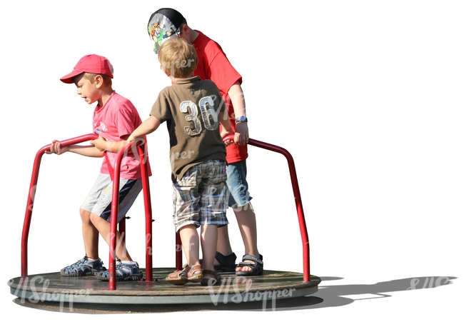 cut out three boys playing on the playground