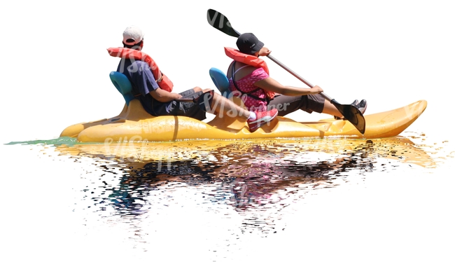 two men rowing a kayak