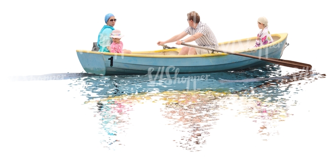 cut out family riding in row boat