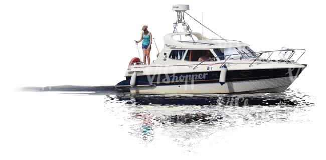 cut out woman riding on a yacht