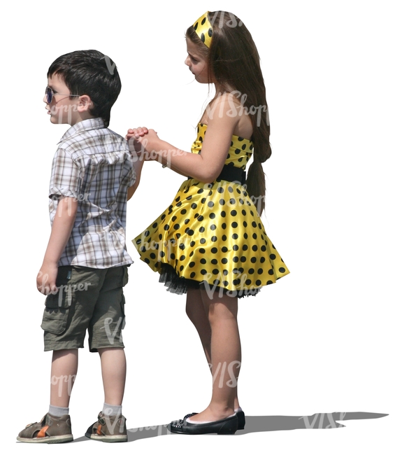 boy and a girl standing hand in hand
