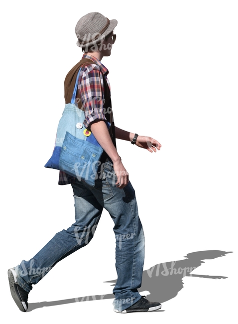 young bohemian man walking