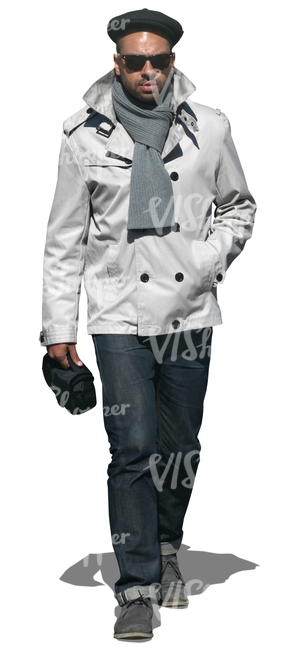 cut out black man walking in springtime