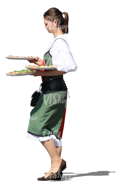 cut out waitress carrying plates