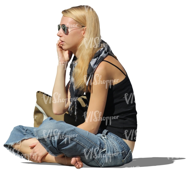 cut out woman sitting on the ground