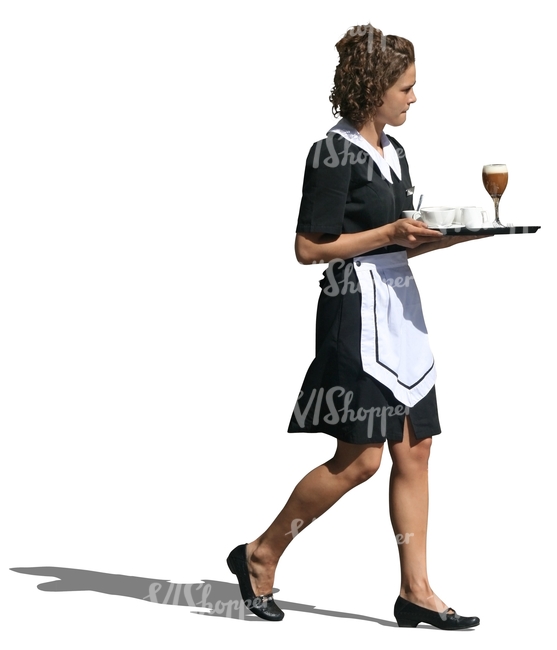 cut out waitress carrying a tray