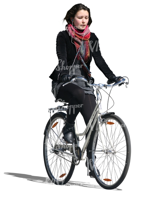 cut out woman riding a bike