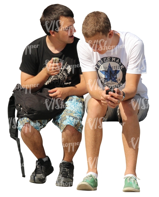 two men sitting and talking