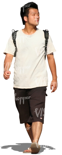 cut out asian man walking