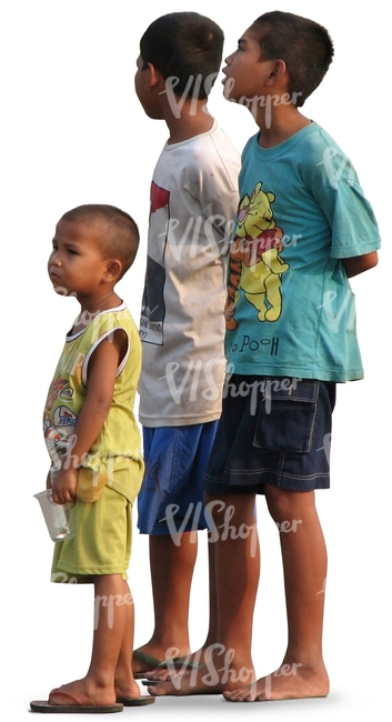 three asian boys standing