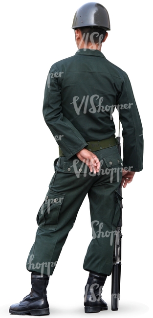 cut out asian soldier standing