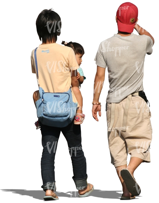 three asian children walking