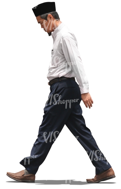 cut out man with a hat walking
