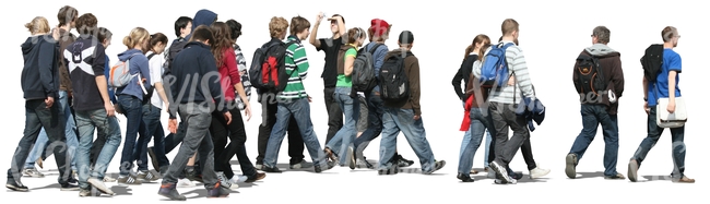 big cut out group of teenagers walking